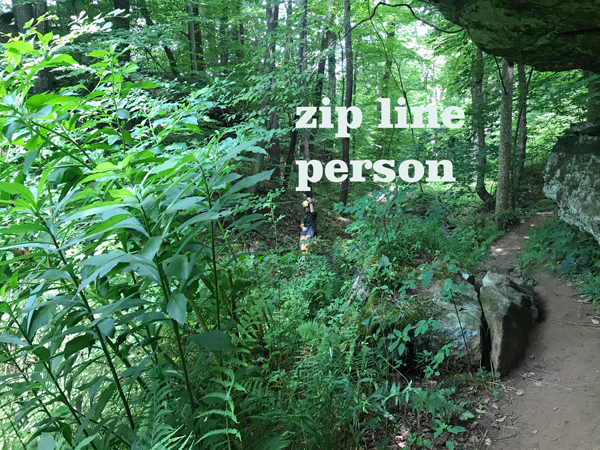 a person on the zip line